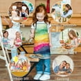 thumbnail image 6 of Colorful Tie Dye Wave Pattern Kids Aprons for Girls and Boys,Adjustable Neck Strap Toddler Aprons for Kids Cooking Baking, 6 of 6
