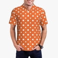 thumbnail image 1 of Balery Orange And White Polka Dot Camisa Polo de Hombre con Estampado, de Manga Corta y Tejido Medio, Camisa Tipo Golf Polo-Large, 1 of 6