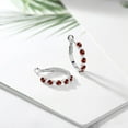 thumbnail image 4 of Gem Stone King 925 Sterling Silver Women Hoop Earrings Red Garnet (1.74 Cttw, Round Cut, 3/7 inch Diameter), 4 of 4