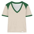 thumbnail image 6 of GUACER Short Sleeve Shirts for Women Casual V Neck Color Block Shoulder Tee Tops Loose Fit Summer Blouses, 6 of 6