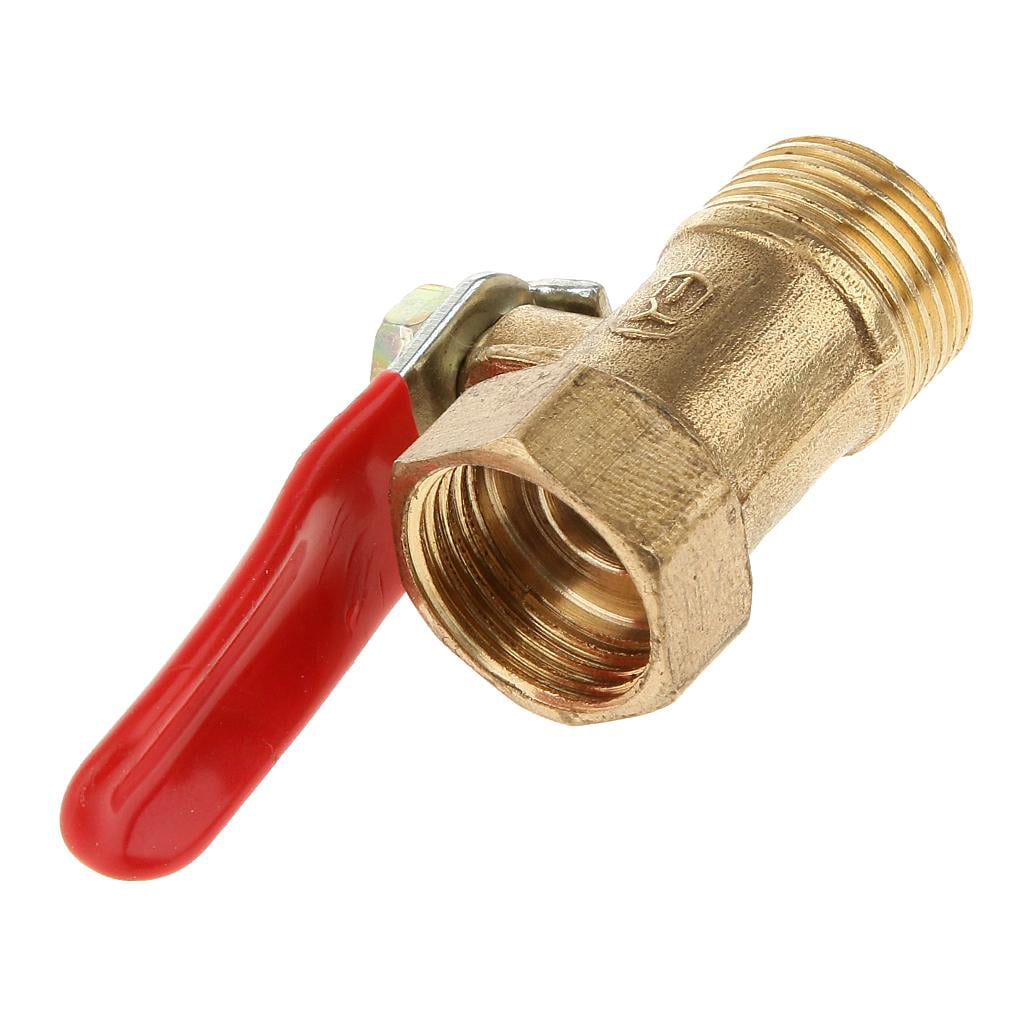 3/8 Male to Female Thread Brass Ball Valve Full Port 16mm-Red Lever Handle 