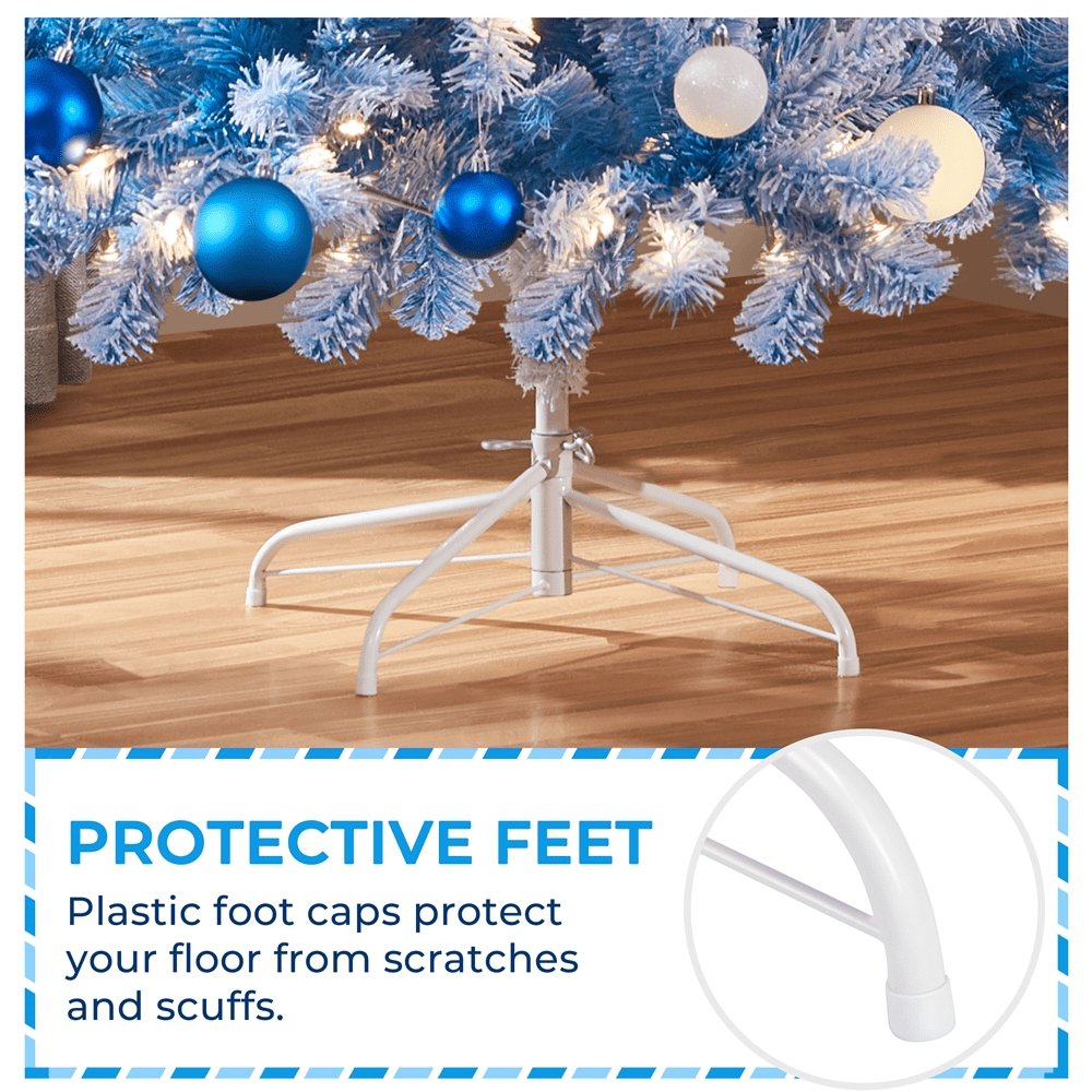 Renwick 6Ft Pre-lit Flocked Artificial Christmas Tree with 250 Incandescent Warm Lights, Lake Blue Gradient