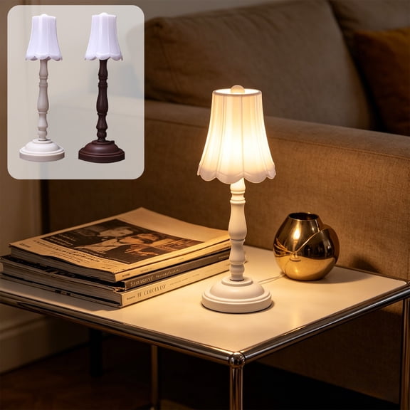 Retro LED Night Light Table Lamp • Mini Bedside Desk Lamp • Vintage Pleated Shade • Rechargeable Touch Control • Warm Soft Ambient Lighting Decor