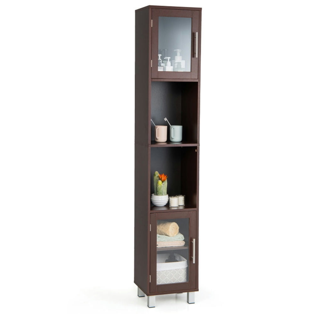 Finihen Bathroom Storage Cabinet, Bathroom Floor Cabinet, 71 Inch Tall Tower Bathroom Storage Cabinet and Organizer Display Shelves, for Bedroom, Brown