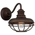 thumbnail image 6 of Franklin Iron Works Park Farmhouse Rustic Wall Light Sconce Oil Rubbed Bronze Hardwire 8 1/2" Fixture Gooseneck Arm Metal Cage for "Bedroom Bathroom, 6 of 8