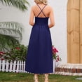thumbnail image 3 of Gibobby Vestido largo casual de verano para mujer Vestido de tirantes de color sólido para mujer Vestido hueco de verano Vestido de viaje de vacaciones informal(Azul,XL), 3 of 4