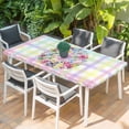 thumbnail image 2 of Happy Easter Table Cloths for 6 Foot Rectangle Tables, Spring Flower Pastoral Butterfly Colorful Stripes Patio Waterproof Elastic Fitted Tablecloths, Washable Rectangular Table Cover for Camping, 2 of 8