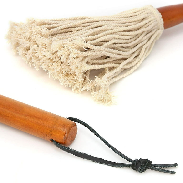 12 BBQ Basting Mops for Roasting or Grilling, Apply Barbeque Sauce, Marinade or Glazing, Cotton Fiber Head and Natural Hardwood Handle, Dish Mop