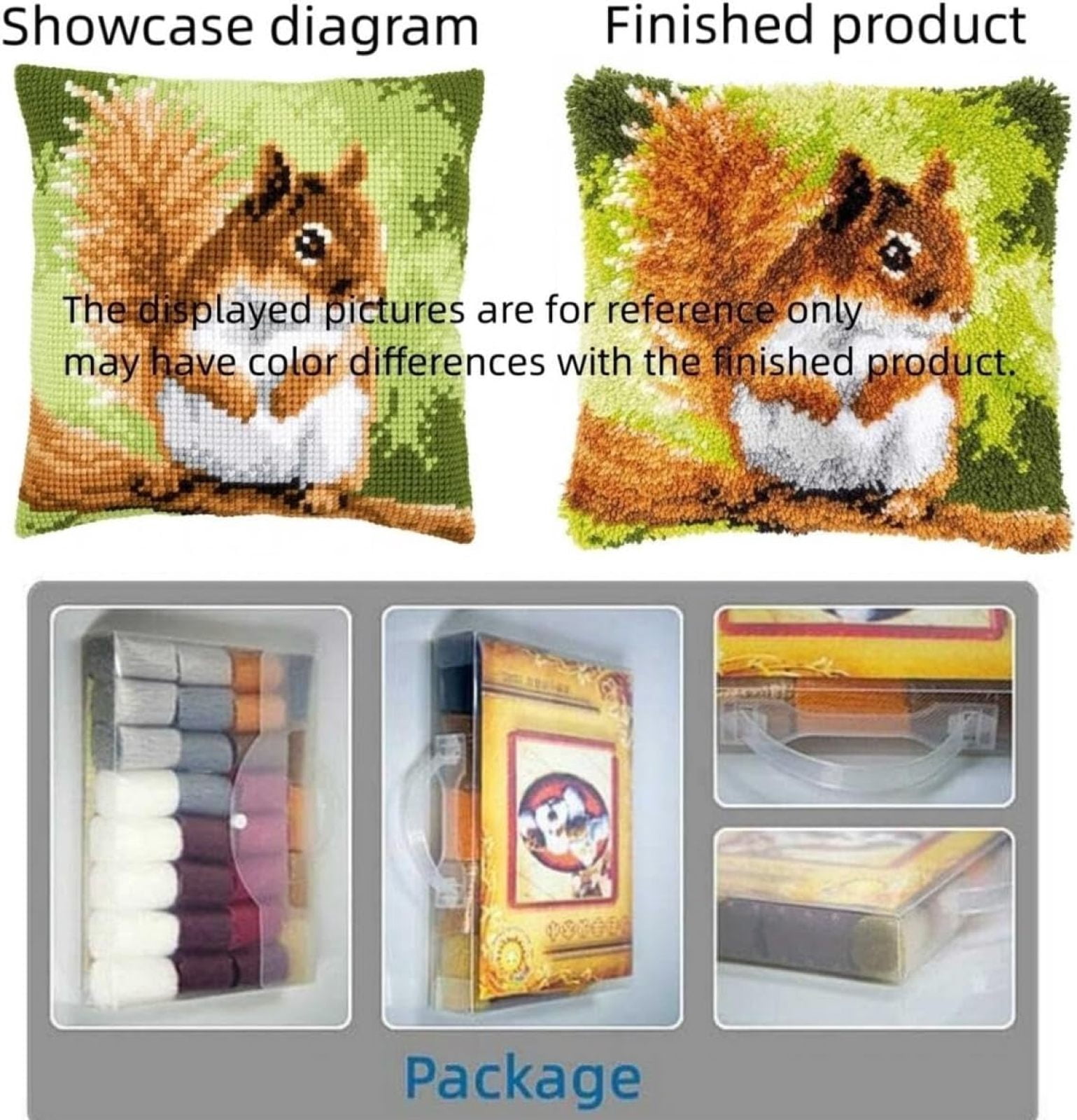 Latch Hook Pillow Case Kits,Monkey 17X17 Inch Latch Hook Cushion Cover Kit,Knitting Kits Cushion For Adults And Beginners Rug Making Kit For Starters