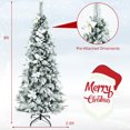 thumbnail image 2 of Gymax 6 FT Pre-Lit Artificial Snow-Flocked Christmas Tree Hinged Pencil Xmas Tree, 2 of 10