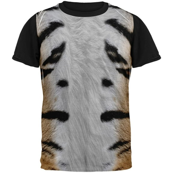 Halloween Tiger Costume All Over Mens Black Back T Shirt