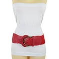 thumbnail image 4 of Women Red Elastic Waistband Belt Hip High Waist Gold Buckle S M, 4 of 14