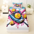 thumbnail image 3 of Erosebridal Kids Baseball Sport Twin Sheet Sets, Colorful Ice Cream Drip Bedding, 1 Flat Sheet, 1 Fitted Sheet and 1 Pillowcase, 3 of 5