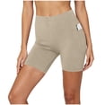 thumbnail image 3 of Mifsaly Womens Athletic Yoga Shorts with Pockets High Waisted Tummy Control Biker Shorts Soft Breathable Workout Running Cycling Training Outfits Khaki,XXL, 3 of 5