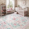 thumbnail image 3 of Lahome Washable 8'x10' Floral Bow Area Rug, Pink Rugs for Living Room, Soft Non-Slip Boho Carpet for Bedroom Kids Room Nursery Dining Room, Large Rug, Pink, 3 of 10