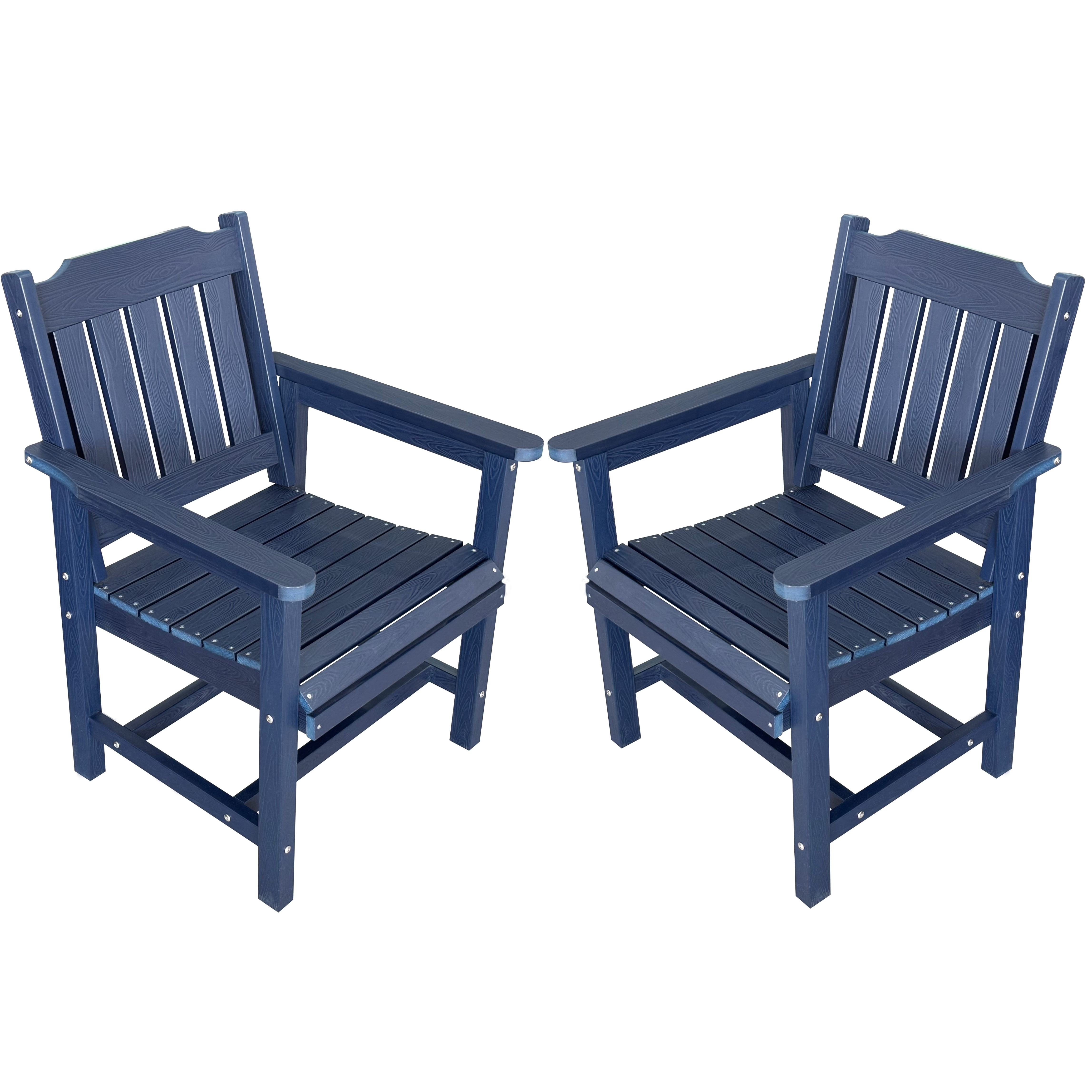 Innovaze Poly Lumber Patio Dining Chair, HIPS Outdoor Ladder Back Chair, Weather Resistant (Navy Blue, 2 Piece)