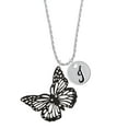 thumbnail image 2 of Delight Jewelry Acrylic Cut Out Butterfly Black Silvertone Script Initial Disc - J - Charm Necklace, 20"+3", 2 of 4
