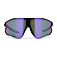 thumbnail image 1 of Mens Color Mirror Aerodynamic Block Shield Lens Plastic Sport Sunglasses Black Purple Mirror, 1 of 4