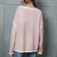 thumbnail image 5 of Womens Casual Fall Loose Sweaters Scoop Neck Long Sleeve Color Block Fashion Cozy Sweaters Tops Lightweight Pullover Womens Clothes, 5 of 7