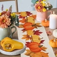 thumbnail image 4 of ERUNPONLY Orange Yellow Pumpkin Fall Table Runner - 108 Inch Long Thanksgiving Botanical Leaves Cotton Linen Blended Dress Scarves Farmhouse Table Runner for Kitchen Dining, Coffee Table, 13" x 108", 4 of 8