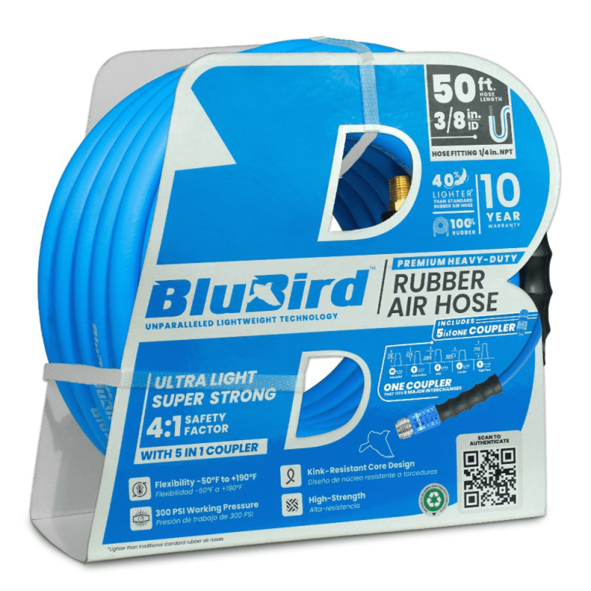 BluBird BluBird Air Hose 3/8" x 50' with 5 in 1 coupler