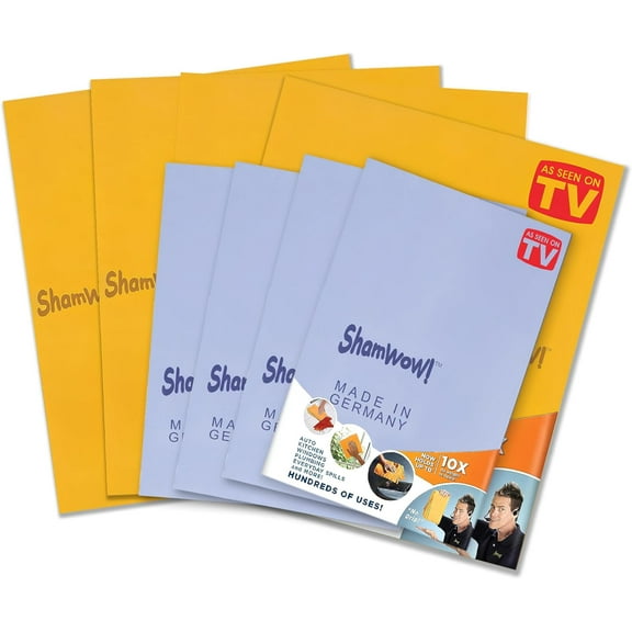 The Original Shamwow, Super Absorbent, Multi Purpose Cleaning Chamois Towel Cloth, 8 Pack, 4 Large Orange and 4 Small Blue