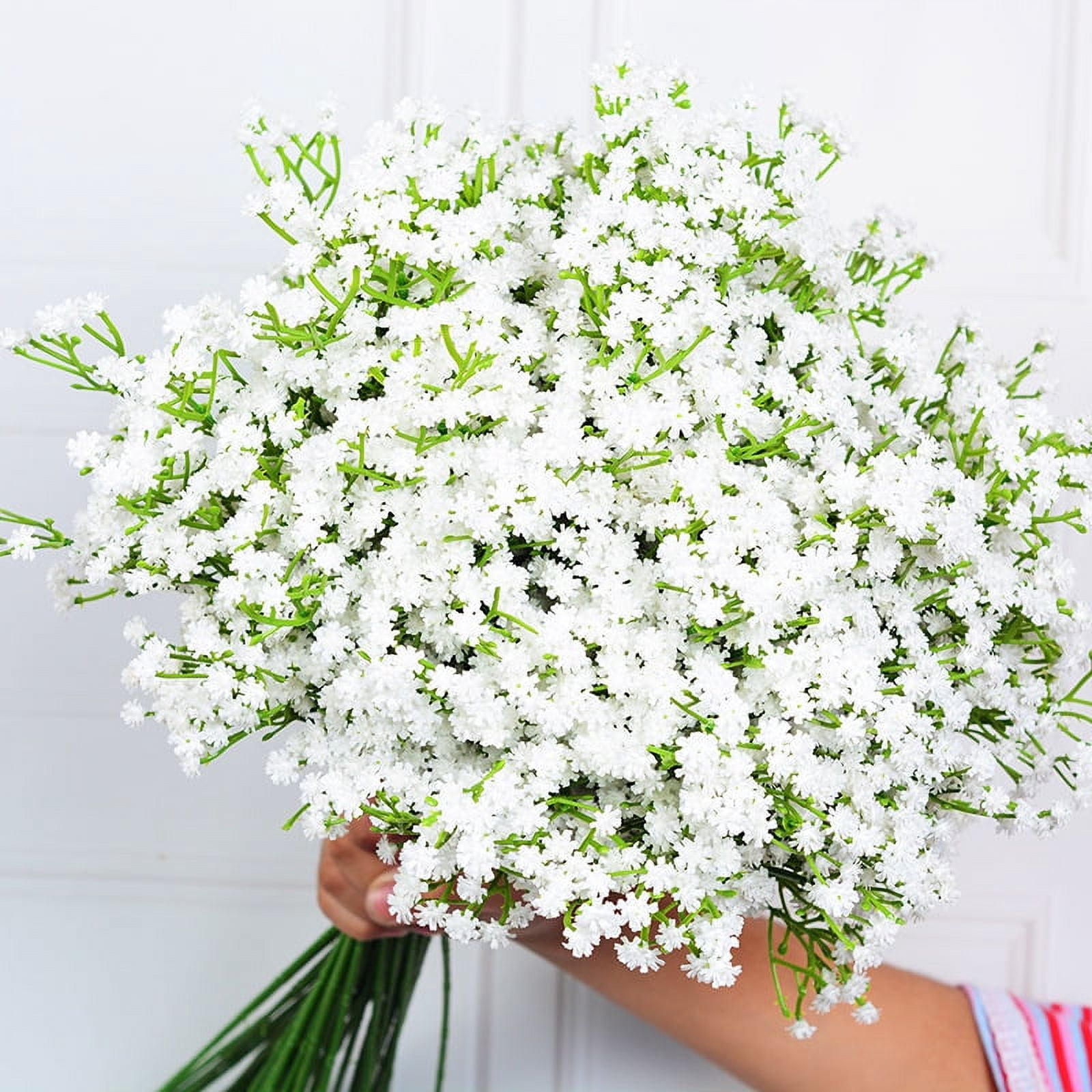 GoXteam 12 Pcs Baby Breath/Gypsophila Artificial Fake Silk Plants Wedding Party Decoration Real Touch Flowers DIY Home Garden (White)