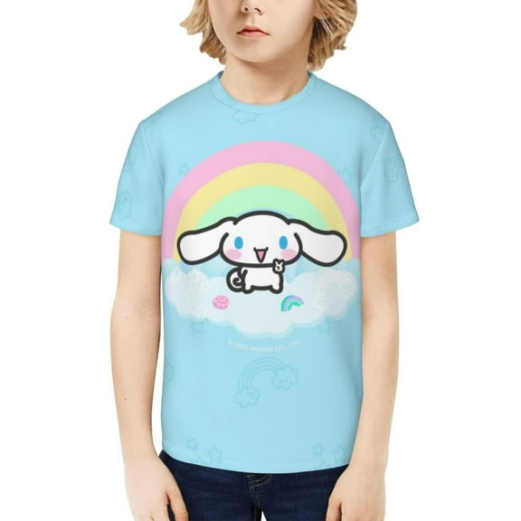 Sanrio Cinnamoroll Kids T-Shirt 3d Printed Graphic T-Shirts Boys And Girls Short Sleeve Shirts For Youth Kids X-Small