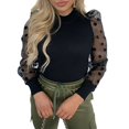thumbnail image 2 of Women Puff Sleeve Tops Pullover Sweater Blouse Loose Jumper Ribbed Shirt, 2 of 5