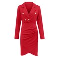 thumbnail image 4 of Pompotops Mode Femmes Manches Longues Sexy Robe V Cou Partie Robes de Bureau et Robes de Soirée, 4 of 6