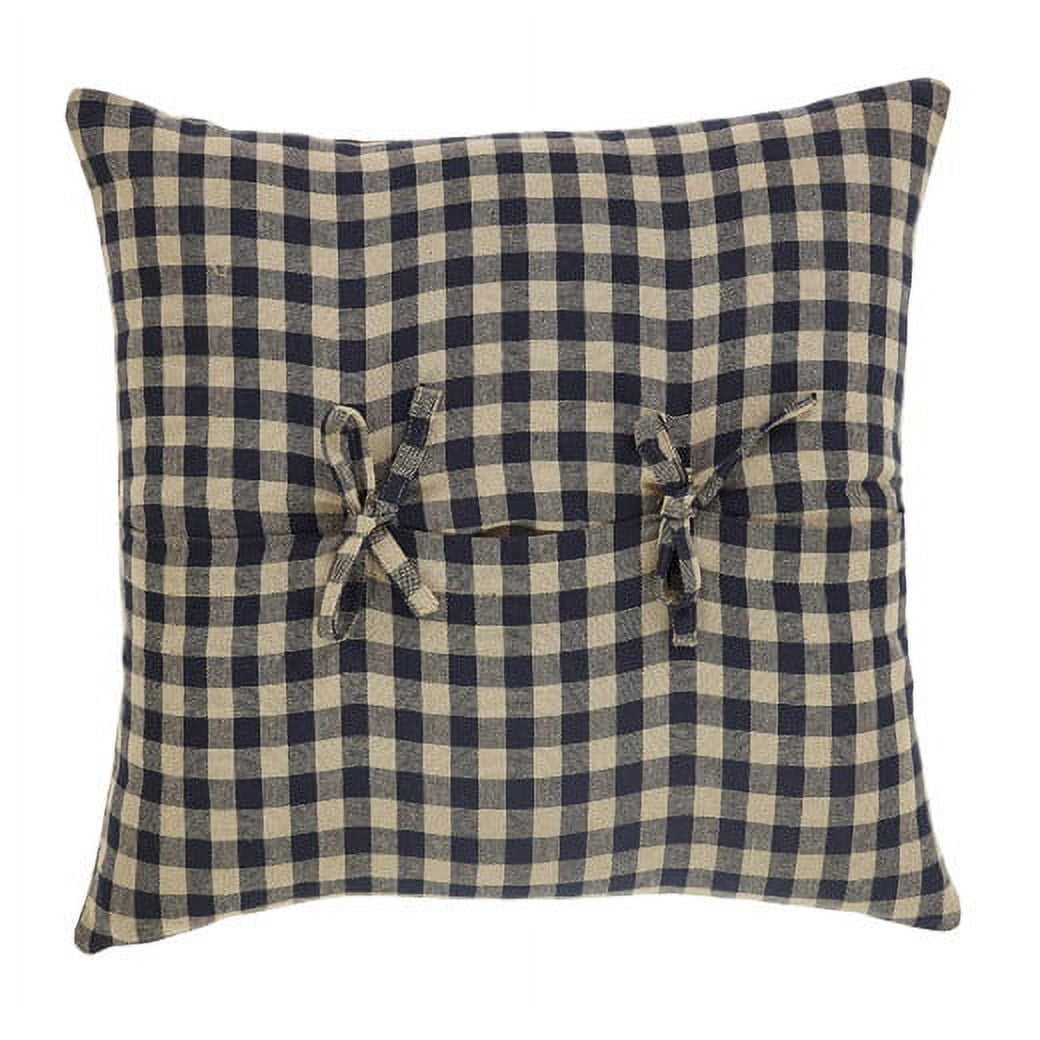 VHC Brands, Black Check, Cotton, 16x16, Fabric Pillow, Black