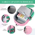 thumbnail image 5 of DAKIMOE School Backpack for Teens Middle School Bookbag Students Lightweight Durable Casual Outdoor Daypack College, Pink and Green, 5 of 7