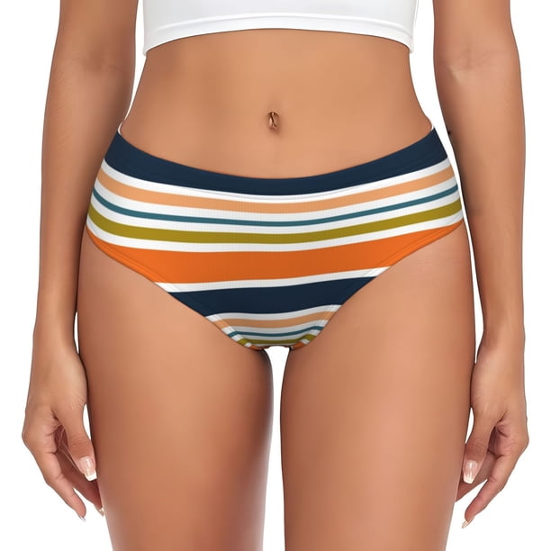 Fotbe Colorful Pastel Stripes Calzones Estampados para Mujer – Ropa Interior de Algodón, Cómoda, Suave y Elástica-Small