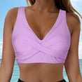 thumbnail image 2 of TOWED22 Women Full Coverage Bikini Top No Bottom Push up Swimsuits Top Sport Bra Bathing Suits Tops(Purple,L), 2 of 9