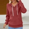 thumbnail image 2 of UPPADA Womens Plus Size Hoodies Fall Dressy Stripe Pullover Tops Oversized Long Sleeve Sweatshirts Casual Drawstring Hooded Tops with Pockets Wine,XXL, 2 of 4