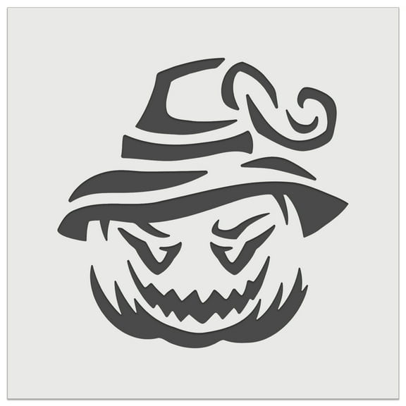 Jack-O'-Lantern Pumpkin Wearing Witch Hat Halloween DIY Cookie Wall Craft Stencil - 5.5 Inch
