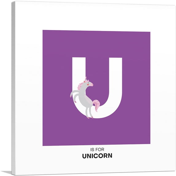ARTCANVAS Kids Animal Alphabet Letter U Canvas Art Print - Size: 12" x 12" (1.50" Deep)