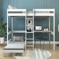 thumbnail image 2 of Veryke Twin Over Full Wood Folding Loft Bunk Bed with Corner Desk, Convertible to Square Seat, 2 of 7