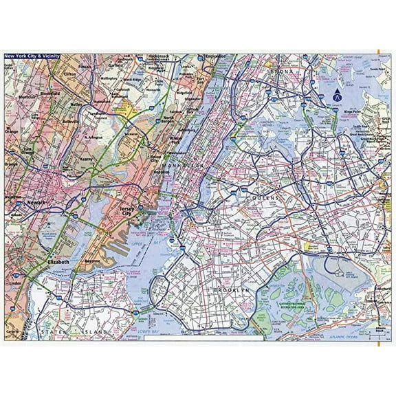 Iconic Arts Laminated 32x24 Poster: Large Detailed Road map of New York City. New York City Large Detailed Road map