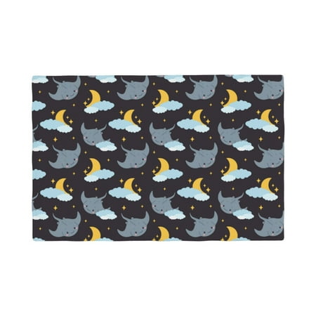 

Table Placemats Set of 4 - cute stingray star black Trendy 12x18 In Faux Linen Double Heat Resistant Place Mats Cloth Indoor/Outdoor Placemats Washable Table Mats for Dining Kitchen Party