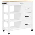thumbnail image 1 of vidaXL Kitchen Trolley Rolling Cart on Wheels Living Room Solid Wood Pine, 1 of 6