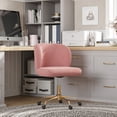 thumbnail image 2 of BELLEZE Modern Upholstered Boucle Desk Chair with Swivel Wheels and Adjustable Height, Decorative Rolling Office or Vanity, Stylish Comfy - Aston (Gold - Pink), 2 of 7