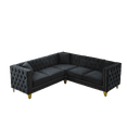 thumbnail image 4 of 82.2-Inch Velvet Corner Sofa, L-Shaped Sectional Couch, 5-Seater Corner Sofas with 3 Cushions for Living Room, Bedroom, Apartment, Office (Black), 4 of 11