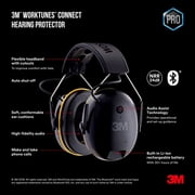 3M WorkTunes Connect حامي السمع بتقنية Bluetooth ، بطارية قابلة للشحن مدمجة ، مساعد صوتي / صوتي