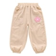 thumbnail image 3 of LYHaoo Lightweight Summer Girls Pants With Embroidered Breathable Wide Leg Kids Trousers For Play School Pants for Girls(Yellow), 3 of 6