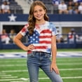 thumbnail image 4 of BRGZLK 4th of July Shirts for Girls Cute Trendy Short Sleeeve Round Neck Patriotic Shirt Cute Heart Tie-Dye Print Comfy Loose Breathable Tee Tops Beige 13-14 Years, 4 of 6