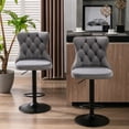 thumbnail image 3 of Holaki Set Of 2, Modern Classic Swivel Velvet Barstools, 25-33 Inch Adjusatble Seat Height, Upholstered Chrome Base Bar Stools With Backs Tufted, For Home Pub, Living Room, Kitchen(Black Base+Gray), 3 of 7