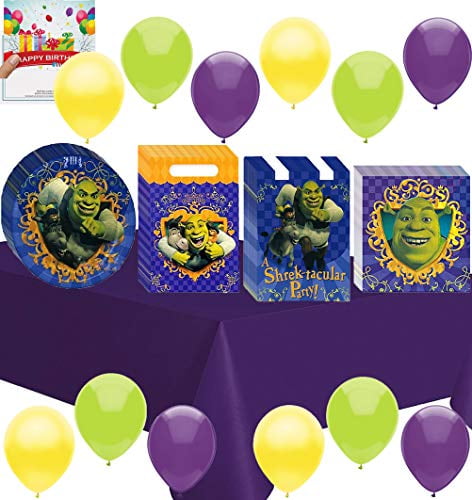 Shrek Party Set Napkin Plates Cups Table Cloth Invites Stickers Straws 