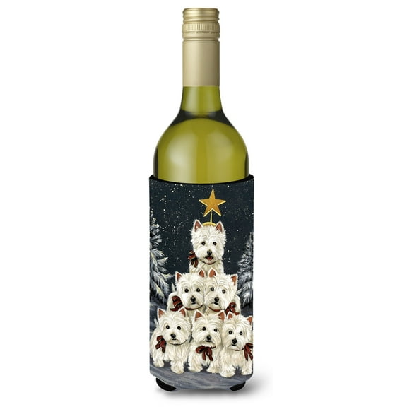 Westie Christmas Family Tree Wine Bottle Hugger