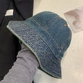 thumbnail image 6 of SikaFu Retro -Old Denim Fisherman Hat Female Summer Thin Sunscreen Basin Wild Covered Face Bucket Hat Shows Small Face, 6 of 7